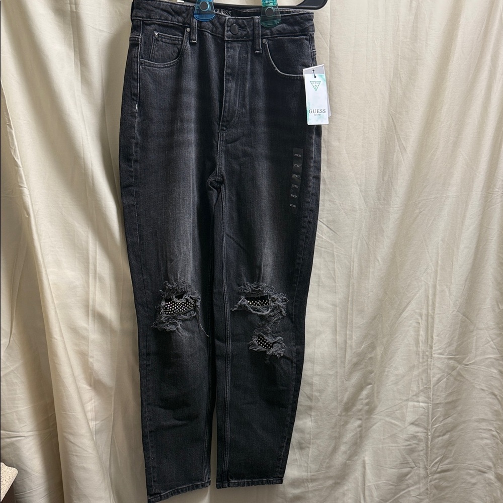 Guess Black Ripped Denim Pants